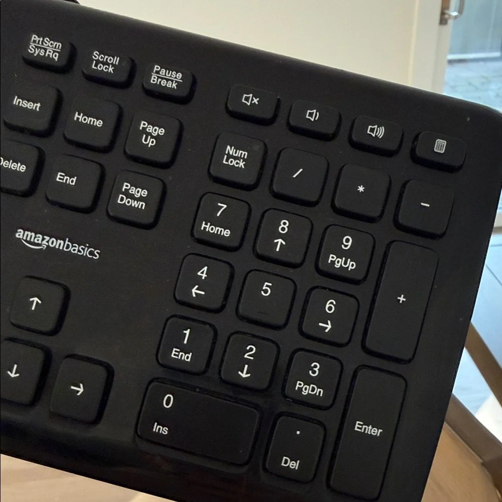 Wired Black Slim USB Keyboard - Full-Size Layout